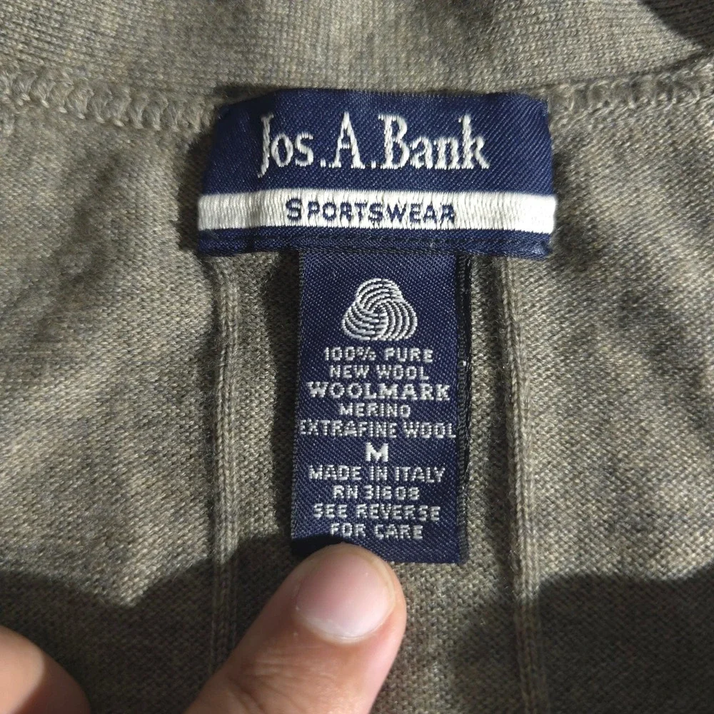 Jos A‎ Bank Mens Vest M Olive Green Wool Button Up Sleeveless Sweater Sportswear